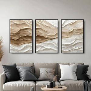 Wall Decor for Living Room Large Wall Art, 3 Piece Wall Art Crystal Porcelain Abstract Wall Art Framed, Modern Wall Decor Artwork for Hallway Bedroom Office Dining Room 20x30 In