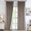 Vision Home Mocha Tan Velvet Pinch Pleated Blackout Curtains 95% Room Darkening Window Curtains 112 inch for Living Room Bedroom Thermal Insulated Velvet Pleat Drapes Pin Hooks 2 Panels 40" Wx112 L