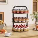 Aminigram 2 Pack Wooden Cupcake Stand, 3 Tier Large Cupcake Tower Stand 50 Cupcakes, Dessert Stand Cupcake Display Stand Cupcake Tower for Party, Wedding, Birthday, Halloween, Farmhouse Decor