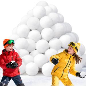 100 Pcs Fake SnowBalls,Artificial Snow Fight Ball Set 2.4 Inch Soft White Snowball for Indoor Outdoor Throwing Game,Christmas Decor,Party Gift