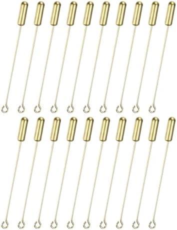 M METERXITY 20-Pack Brooch Stick Pins, 2 Inch Copper Long Needle Eye Pin with Stopper Ends for DIY Clothing/Accessories/Suit Tie/hat/Scarf/Jewelry, Straight Flat Head Pins [Raw Brass]