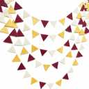 Maroon Gold Party Decorations Burgundy Beige Gold Glitter Felt Hanging Triangle Mini Bunting Pennant Banner Flag for Birthday Graduation Wedding Baby Shower Anniversary Party Nursery Classroom Decor