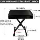 Piano Stool,Piano Bench,Keyboard Bench, Padded Cushion X-Style Height Adjustable 17.3''-19.9'', Piano Stool, Keyboard Chair, Black (Square Thickened Style), Thickened version