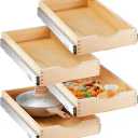 Sintuff 4 Pack Wooden Pull out Tray Cabinet Organizer Gentle Close Roll out Shelves for Kitchen Cabinets Fully Assembled Slide Pantry Shelves (12'' X 21'')