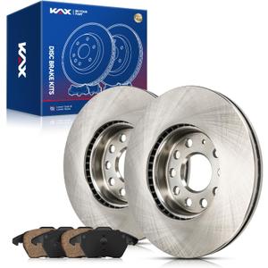 KAX Front Brake Kit, OE Brake Rotors and Ceramic Brake Pads | Fits Volkswagen Jetta 2005-2014, Volkswagen Eos 2009-2012, Volkswagen Golf 2010-2011, Audi A3 2009-2013, Audi A3 Quattro 2009-2010 (Front-34303+D1107A)
