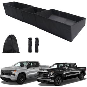 Marretoo Truck Under Seat Storage Organizer Foldable Replacement for 2019-2025 Chevy Silverado 1500/GMC Sierra 1500/2500HD/3500HD, Double & Crew Cab Underseat Tool Box for Silverado/Sierra Accessories