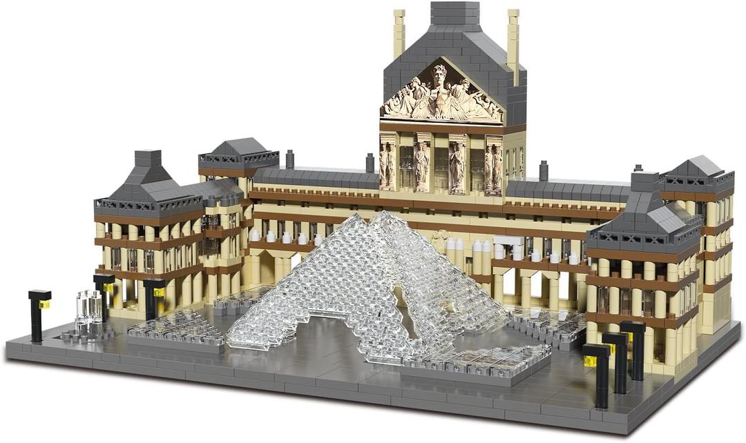 Paris Louvre Museum Building Blocks Iconic Landmark Model Toy for Teens Adults & Collectors 3D Puzzle Set for Educational and Decorative Fun