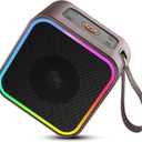 Portable Bluetooth Speaker, Wireless Speaker with Lights, Built-in Mic Bluetooth 5.3, Portable Wireless Up to 10H Playtime, 8W Powerful Crystal Punchy Bass, for Home/Outdoor/Party/Beach, Brown