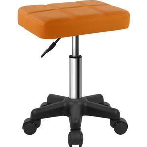 FURWOO Rectangle Rolling Stool with Wheels Height Adjustable Swivel Stool Chair for Spa Salon Massage Pale Brown