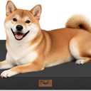 Outdoor Dog Bed for Medium Dogs, Waterproof Dog Crate Mat Orthopedic Egg Crate Foam Pet Bed with Washable Removable Oxford Cover, Black