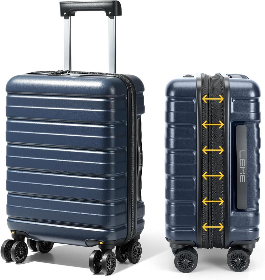 Lekesky 16 Inch Underseat Carry On Luggage Airline Approved, Small Hard Shell Suitcase with TSA Lock Spinner Wheels, Lightweight Personal Item Carry-On for Travel, Beige-Brown