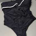 Aqua Eve Plus Size Bathing Suits for Women One Piece Swimsuits One Shoulder Ruffle Tummy Control Black and White Swimwear 20W