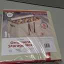 128 Ornament Storage Box, Adjustable Dividers, Stackable Holiday Ornament Organizer with Lid, Durable Fabric Bin for Christmas Decorations, Reinforced Handles, Dustproof & Space-Saving Design (White)