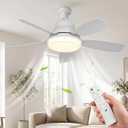 Socket Fan Light with Remote,24" Screw in Ceiling Fan Lights with 3 Colors Dimmable,3 Speed,2500 Lumens,Portable E26 Light Bulb Fan for Bedroom,Dining Room,Kitchen,Laundry Room,Garage.White