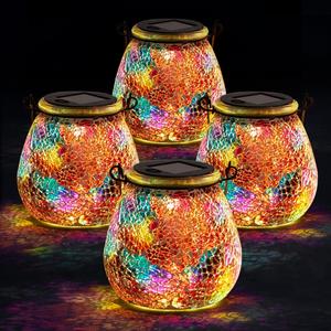 Stargarden 4 Pack Mosaic Solar Lantern ,Outdoor Mosaic Light