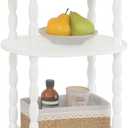 MaxSmeo White Side Table, 3-Tier Small Oval End Table, Modern Night Stand Wood Accent Table for Living Room, Bedroom, White