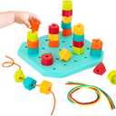 Battat  Toddler Peg Board  Stacking Peg Board Set  Fine Motor Skills Toy  Therapy Toy, 31 Pcs  2 Years +  Count & Match Pegboard