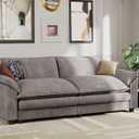 JUMMICO 79 Sectional Sofa Modern Deep Couch, Loveseat Chenille Fabric Modular Sofa Sleeper Comfy for Living Room/Bedroom/Apartment (Grey, Loveseat Sofa)