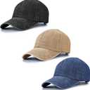 Baseball Cap Unisex Vintage Washed Distressed Cap,Retro Adjustable Dad Hats,Baseball Hat for Men Women (Black+Navy+Khaki)