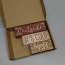 4 Pcs Christmas Table Decor Wooden Hot Cocoa Decoration Christmas Centerpiece Winter Tiered Tray Decor Decorative Red Hot Cocoa Block Signs Gift Farmhouse Xmas Decoration for Home Kitchen