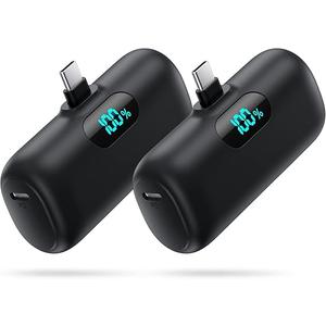 Mini Portable USB-C Power Bank 2 Phone Charges 5000 mAh