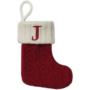 St. Nicholas Square Mini Cable Knit Stocking-Letter J St. Nicholas Square Mini Cable Knit Stocking-Letter J