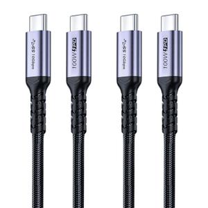 USB C 3.1 gen 2 Cable 10FT 2 Packs, 100W Fast Charging 10Gbps High Speed Transfer Cable, 4k 60hz Video Output PD Cord Compatible for Monitor Display, Thunderbolt 3, MacBook Pro, Galaxy S21