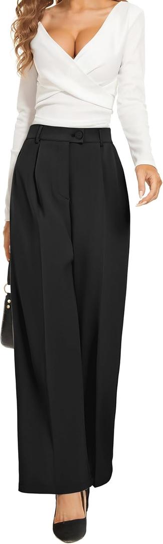 Summer Work Pants for Women Business Casual Office Dress Pants Trousers with Pockets, X-Large, Black (Thin) (Black)