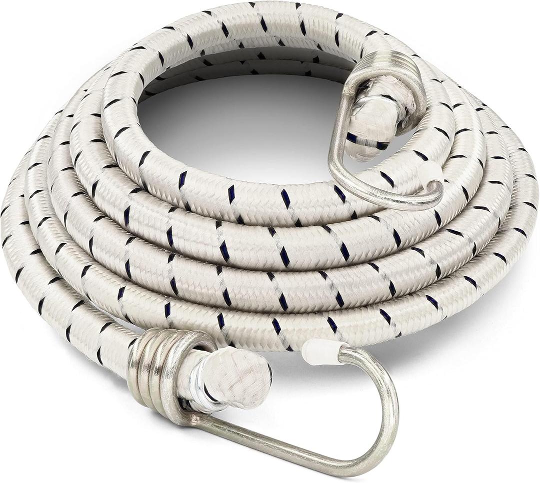 3 Pack 72-Inch Long Bungee Cords, Heavy Duty Bungee Straps With Durable Metal Hooks for Bikes, Camping, Outdoors, Great for Tie Downs, and Secure Your Cargo, Weatherproof, Abrasion Resistant - Ram Pro (White)