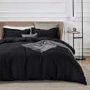 Bedsure Duvet Cover Queen Size - Soft Double Brushed Bedding Set for Kids & Adults, Zipper Closure, 3 Pieces, Includes 1 Duvet Cover (90"x90") & 2 Pillow Shams, NO Comforter, Black
