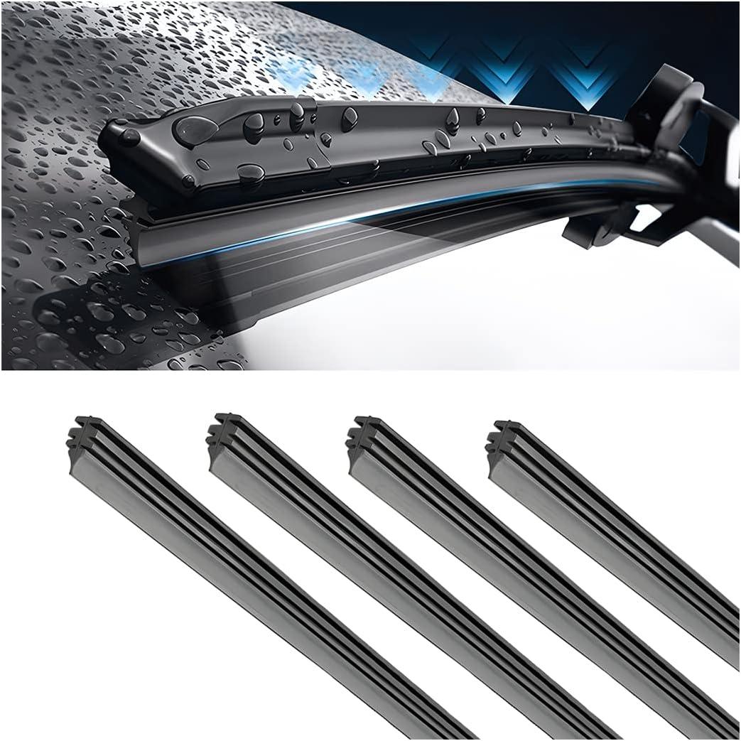4 Pieces Windshield Wiper Blades Refills, DIY Adjustable Car Windscreen Wiper Rubber Strips, Frameless Window Boneless Insert Silicone Strips, Auto Universal Accessories for Most Vehicles (28 Inches)