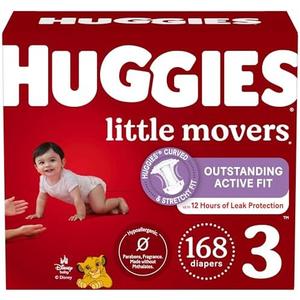 Huggies Size 3 Diapers, Little Movers Baby Diapers, Size 3 (16-28 lbs), 168 Count (6 Packs of 28)