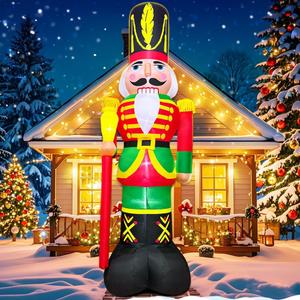 12FT Giant Christmas Inflatables Nutcracker Decoration Outdoor Soldier Blow Up Yard Decor Built-in LED Lights for Garden Yard Lawn Indoor Holiday Xmas New Year Gifts, Winter Outdoor Xmas Decor