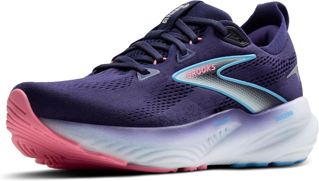 Brooks Womens Glycerin 22 Neutral Running Shoe (9.5 Wide, Blue Ribbon/Peacoat/Dianthus)