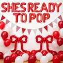 2 x Shes Ready to Pop Balloons Retro Soda Baby Shower Decor Bows Balloon Banner | Coquette Red Bows Balloon Banner Shes About to Pop Party Supplies Shes Ready to Pop Balloons Retro Soda Baby Shower Decor