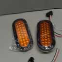 Partsam 2pcs 6 inch Oval Amber LED Trailer Lights 24LED, 6" Oval Led Turn Signal and Parking Lights Flush Grommet Mount Sealed 12V RV Truck Trailer Pickup Front Bumper Lights Lamps Waterproof