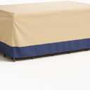 Tangkula Patio Table Set Cover, Outdoor Furniture Cover w/ Padded Handle & Click-Close Straps, Patio Furniture Cover with Air Vent, Heavy Duty PU Table & Chair Cover, 90”W x 50”D x 32”H