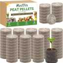 ZeeDix 100 Pcs (50mm) Peat Pellet Fiber Soil Plant Seed Starters - Plugs Pallet Seedling Soil Block, Seed Fertilizer Nutrient Block Compressed Peat Block for Grow Herbs, Plant,Flowers and Vegetables