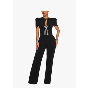Ladies' elegant jumpsuitformal sexy casual straight pantsbusiness party jumpsuit
, Size -L