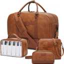 Wogarl Weekender Bag for Women Men Large Overnight Bag Travel Duffel Bag with Shoe Compartment Toiletry Satchel Bag Carry On Bag Fit 21" Laptop (Light Brown)