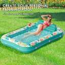 Inflatable Tanning Pool Lounger Float, Stonful 75" x 51" Pool Floats Adult with Pillow & Cup Holder, 4 in 1 Water Filled Inflatable Sun Tan Tub Tanning Bed for Swimming Pool Backyard Beach (Green-L)