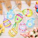 12 PCS 3D Easter Eggs Felt Ornaments for Tree Colorful Spring Eggs Felt Hanging Decoration with Rope Decorative Egg Felted Ornament Supplies for Easter Basket Stuffers Spring Party Decor Garland Craft