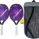 2Pcs Beach Tennis Rackets, Beach Tennis Racquet, Portable Lightweight Beach Tennis Paddles with Bag for Playground Courtyard (Purple)