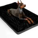 POCBLUE Deluxe Washable Dog Bed for Large Dogs Dog Crate Mat 36 Inch Comfy Fluffy Kennel Pad Anti-Slip for Dogs Up to 70 lbs, 36" x 23", Black