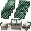 Newwiee 8 Pcs Stretch Patio Outdoor Cushion Covers Waterproof Replacement Sofa Couch Covers for 4 Backrests and 4 Cushions Washable Lawn Garden Seat Furniture Protector(Dark Green)