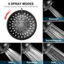 HOPOPRO High Pressure Shower Head with 5 Different Shower Modes, 4.1 Inches High Flow Showerhead for Low Pressure, Tool-less 1-Min Installation - Oil Rubbed Bronze)