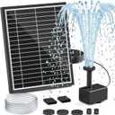 Solar Fountain Pump for Bird Bath, 5.5W Solar Pond Pump with 9.8ft Power Cord, 5 Spray Modes & 4ft Hose, Dry-Run Protection Solar Water Pump for Small Pond Fish Tank Garden Water Features