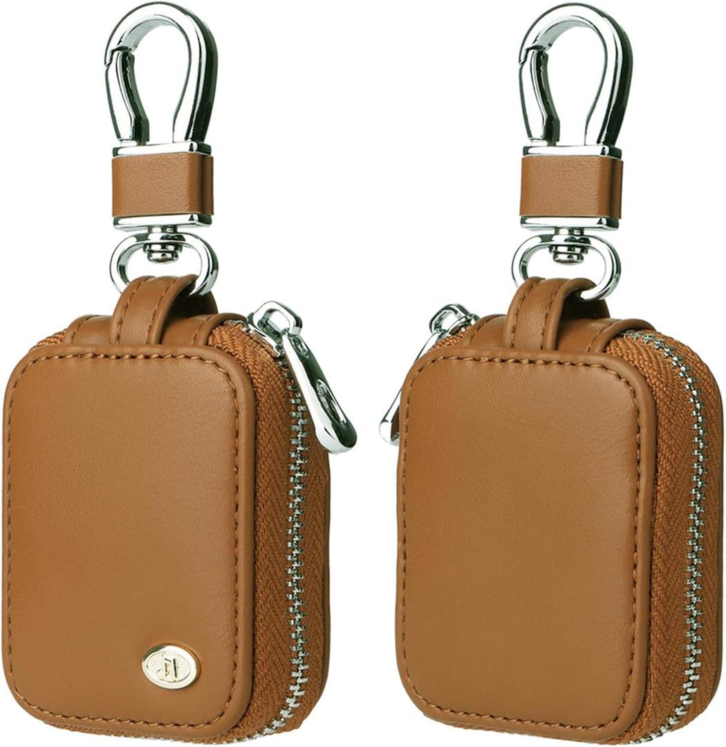 Earbud Case, Headphone Storage Case for AirPods 4/1/2/3/Pro 2, PU Leather Zipper Carrying Pouch Earbuds Bag with Keychain for Wireless Earphones, Wired Headphone & USB Cable - EJB 1 PCS Brown