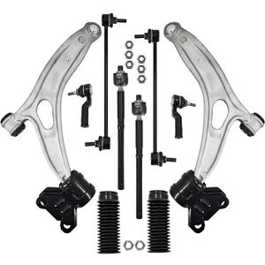 K622788 K622753 10Pcs Front Lower Left Right Control Arms w/Ball Joints Bushings Sway Bar Tie Rod End Link Boots Compatible with Ford Focus 2012-2018 C-MAX 2013-2018 Profession Suspension Kit