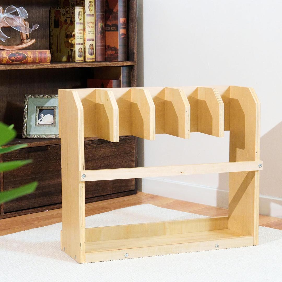 Premium Montessori Carpet Rack – 5-Slot Wooden Work Mat Stand 23.6*19.7in, Carpet Holder, Freestanding Rug Storage Organizer for Classroom & Homeschool, Practical Life Materials for Kids Toddlers, 23.6 x 19.7 x 7.3 inches